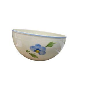 Alcobaca hand painted blue floral ceramci decorative portuguese bowl SKU 9761